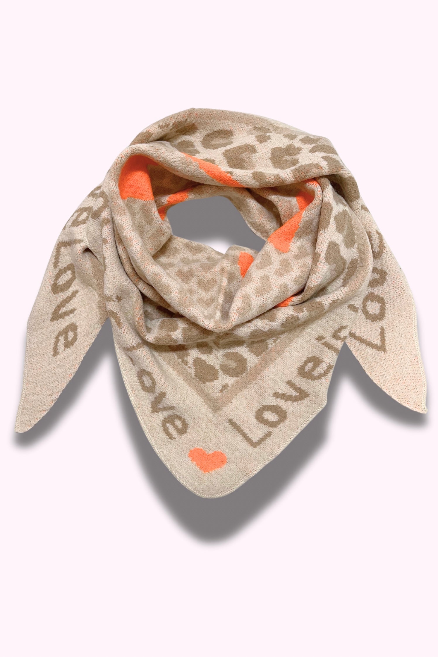 Dreiecksschal "Love is Love", beige/orange