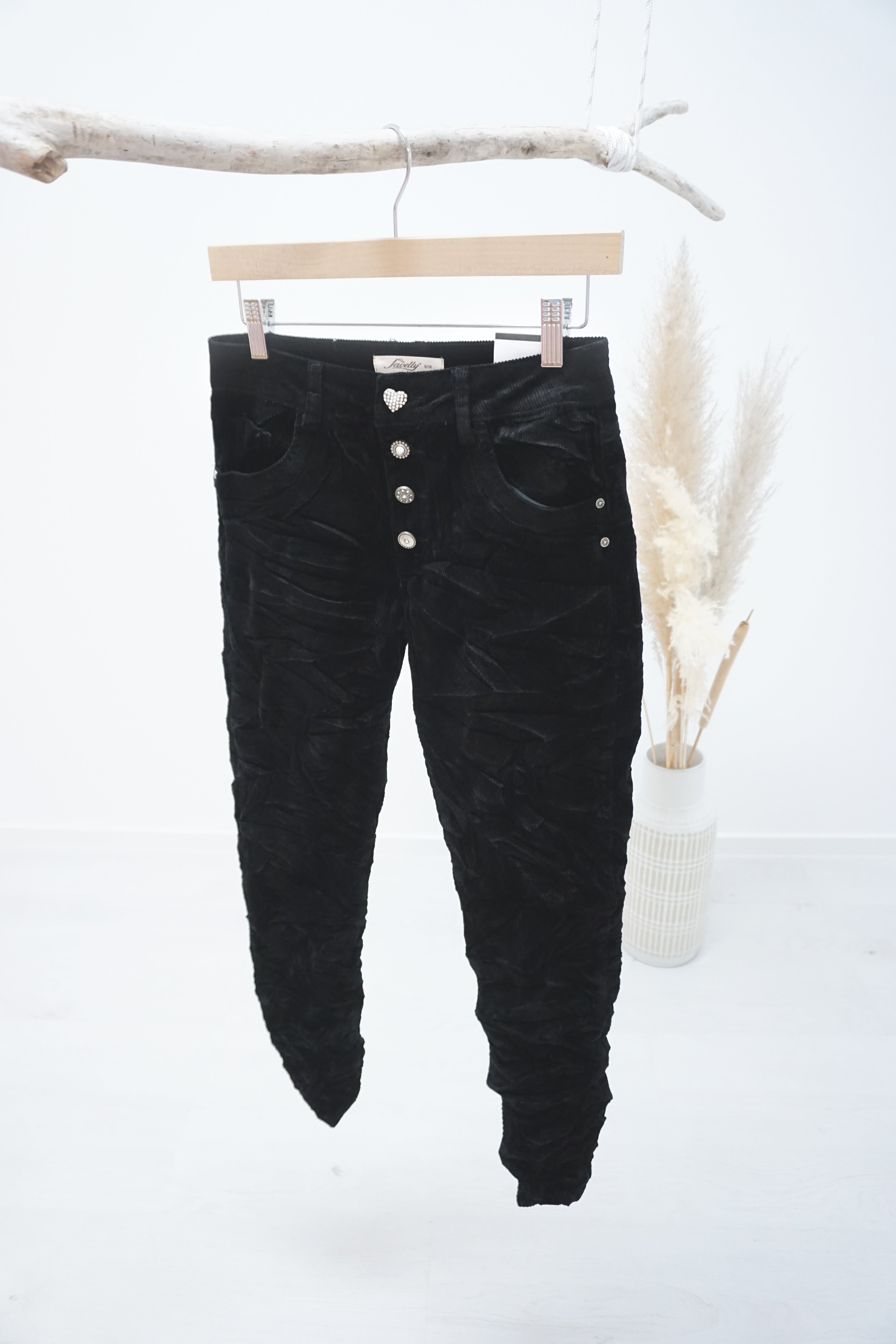 Jewelly Cord Jeans in schwarz