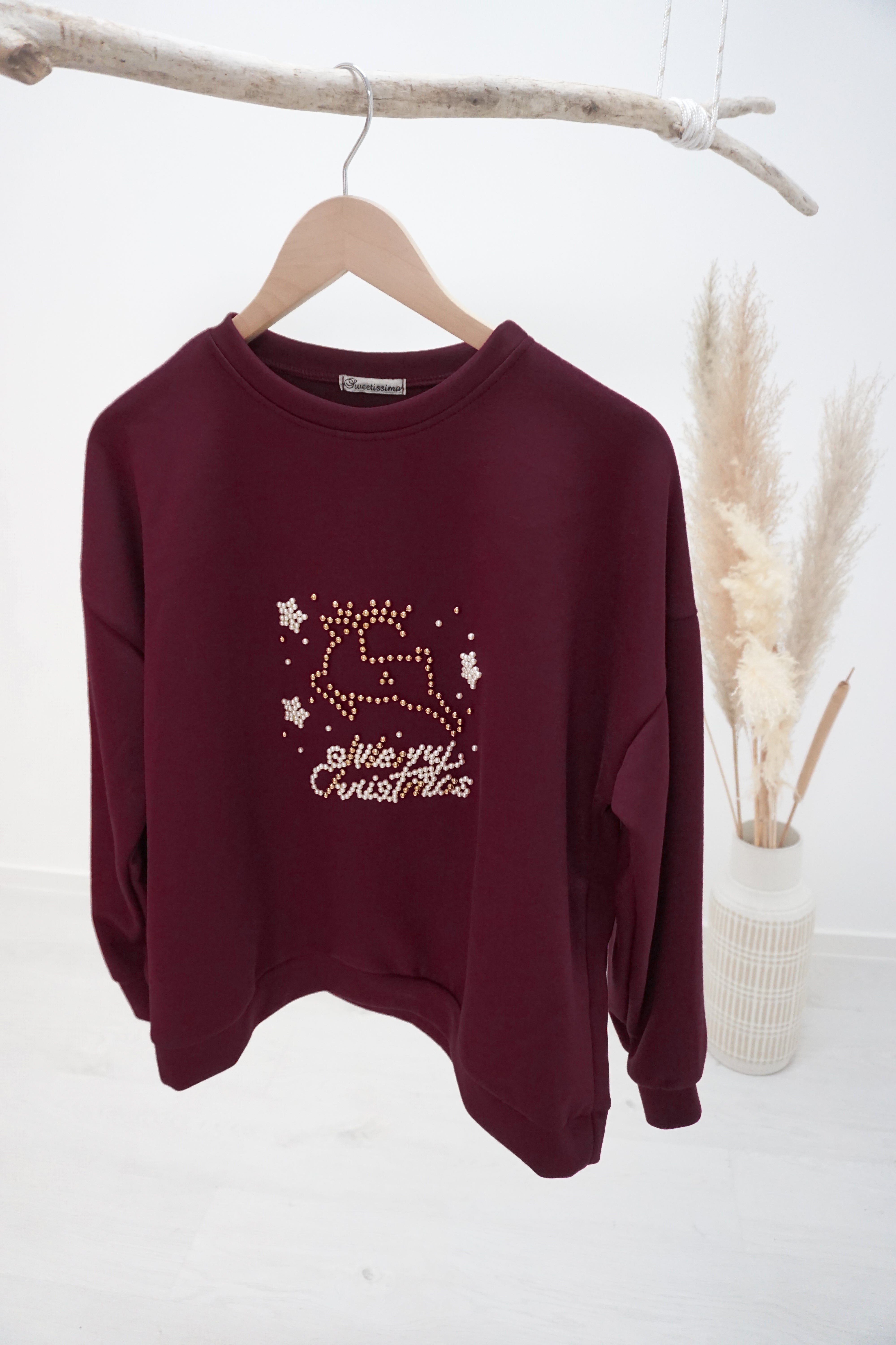 Sweatshirt "Merry Christmas", burgunder