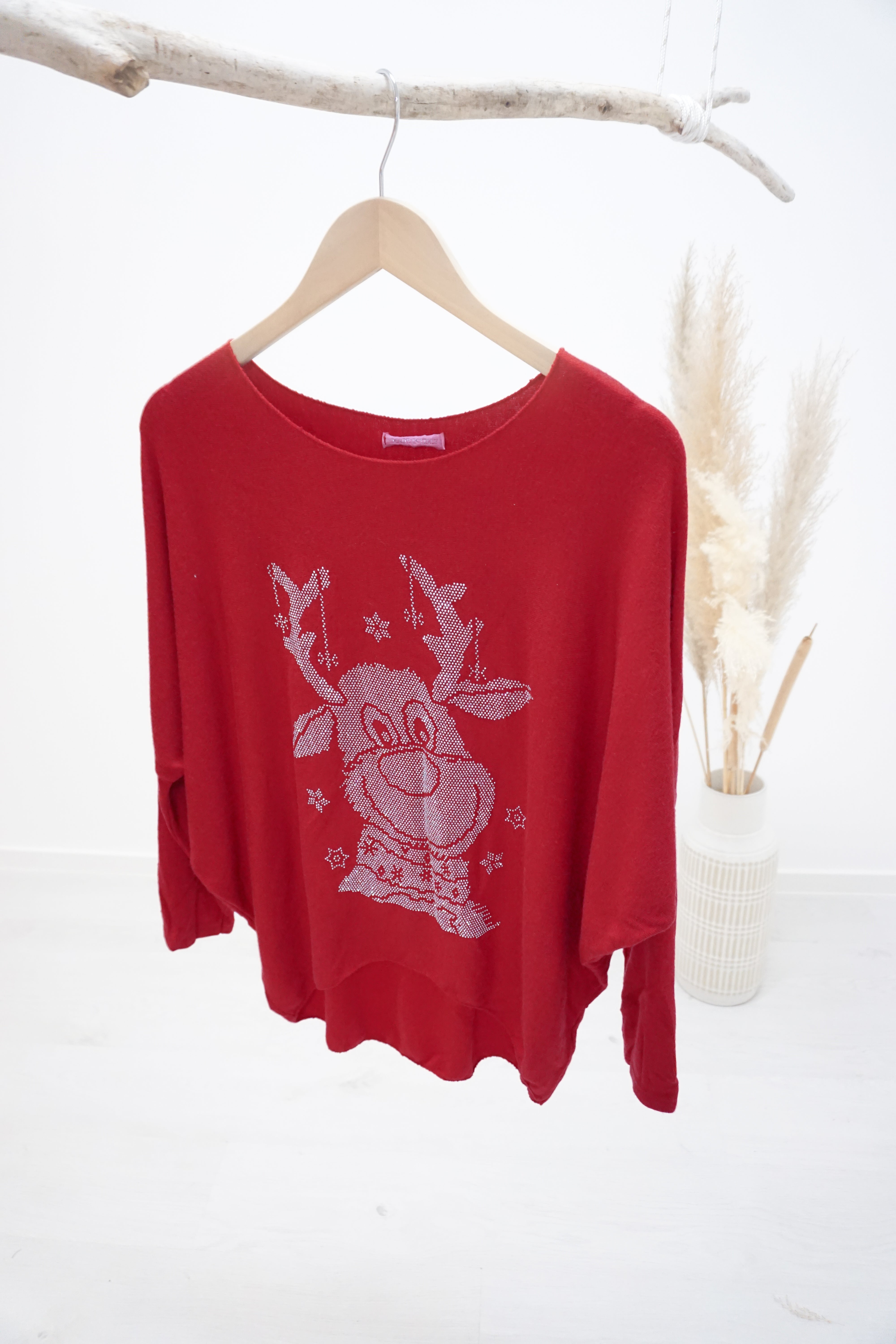 Feinstrickpulli mit Strass Print "Rudolf"