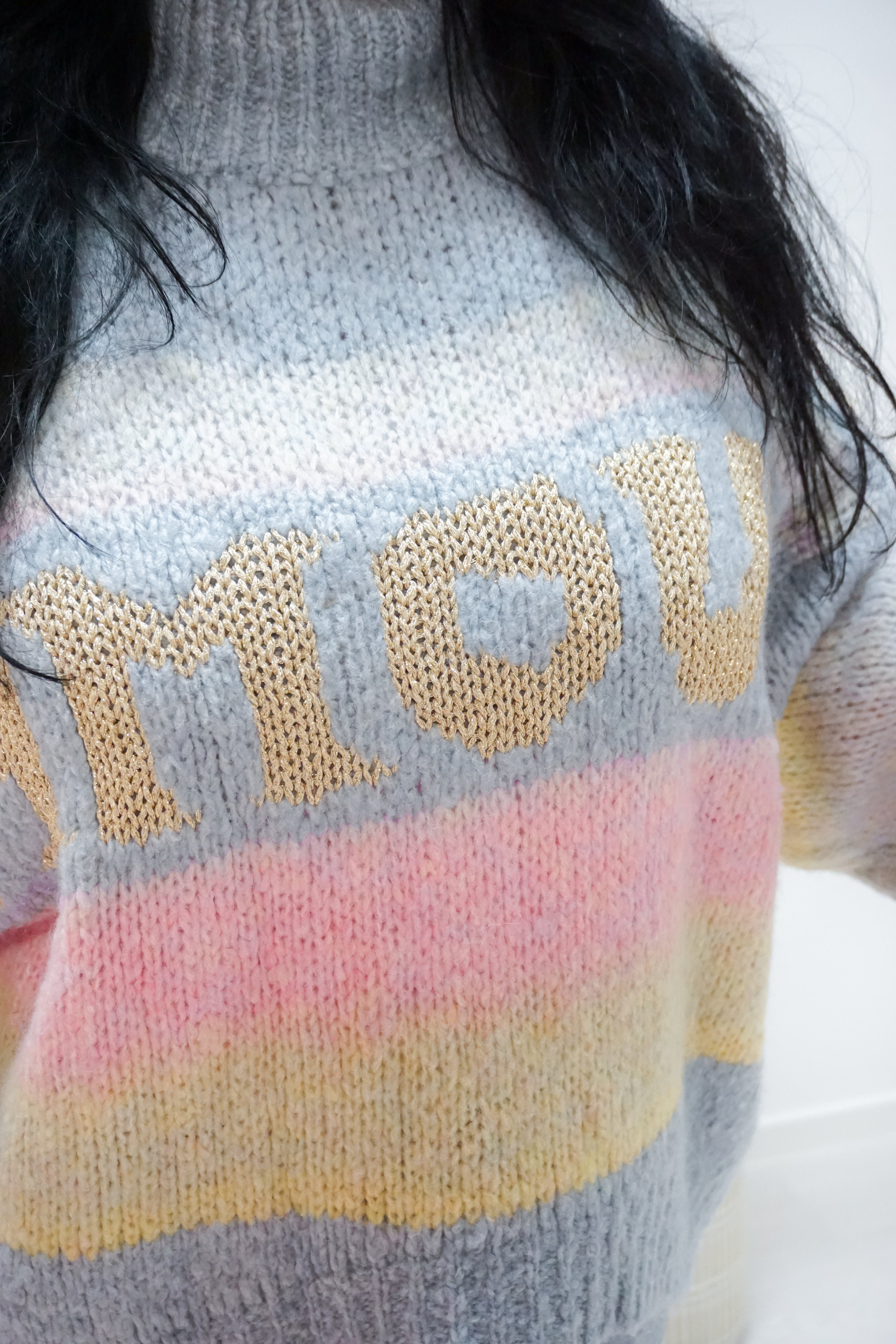 Strickpulli "Amour", hellblau/pastell