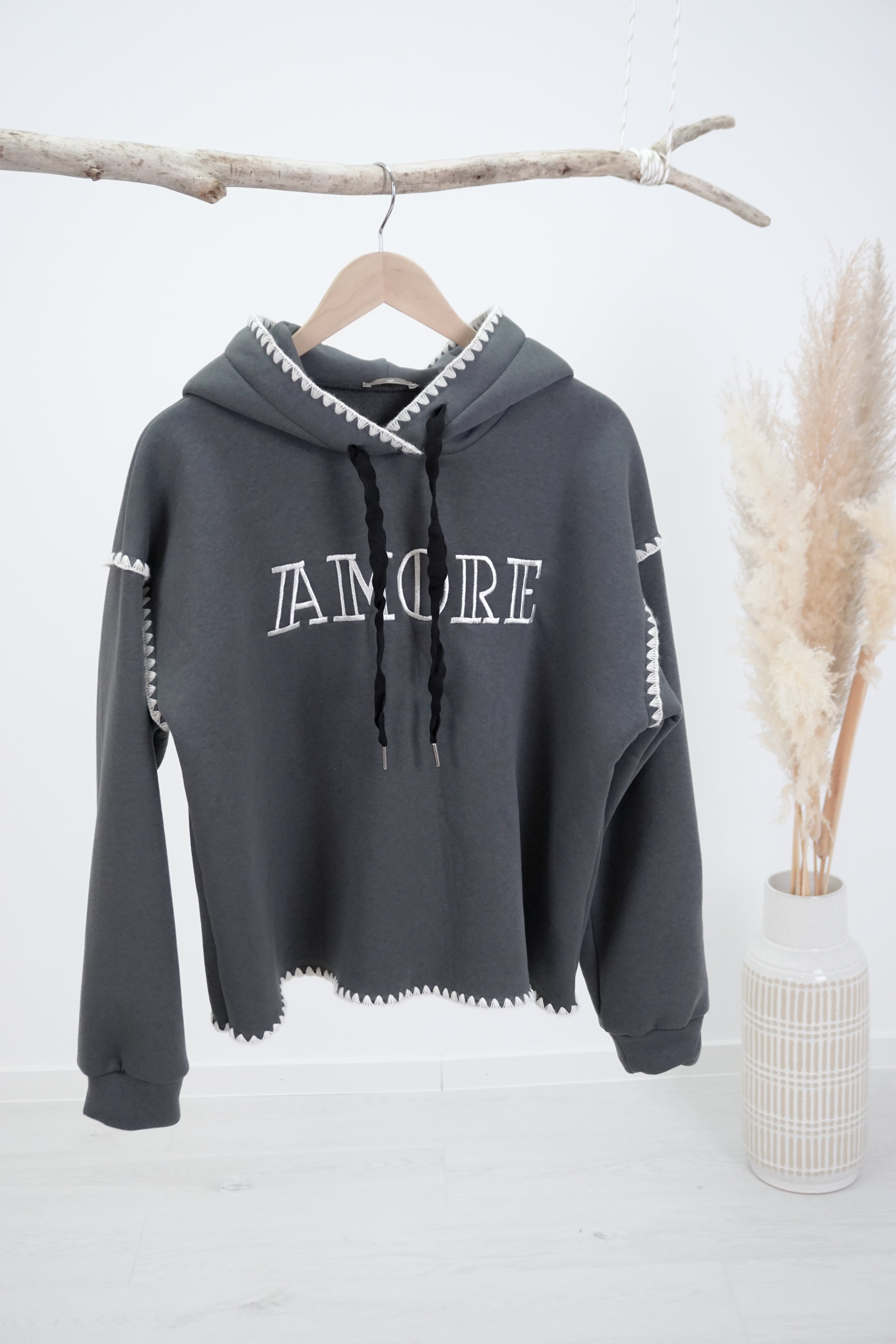 Dicker Hoodie "Amore", dunkelgrau