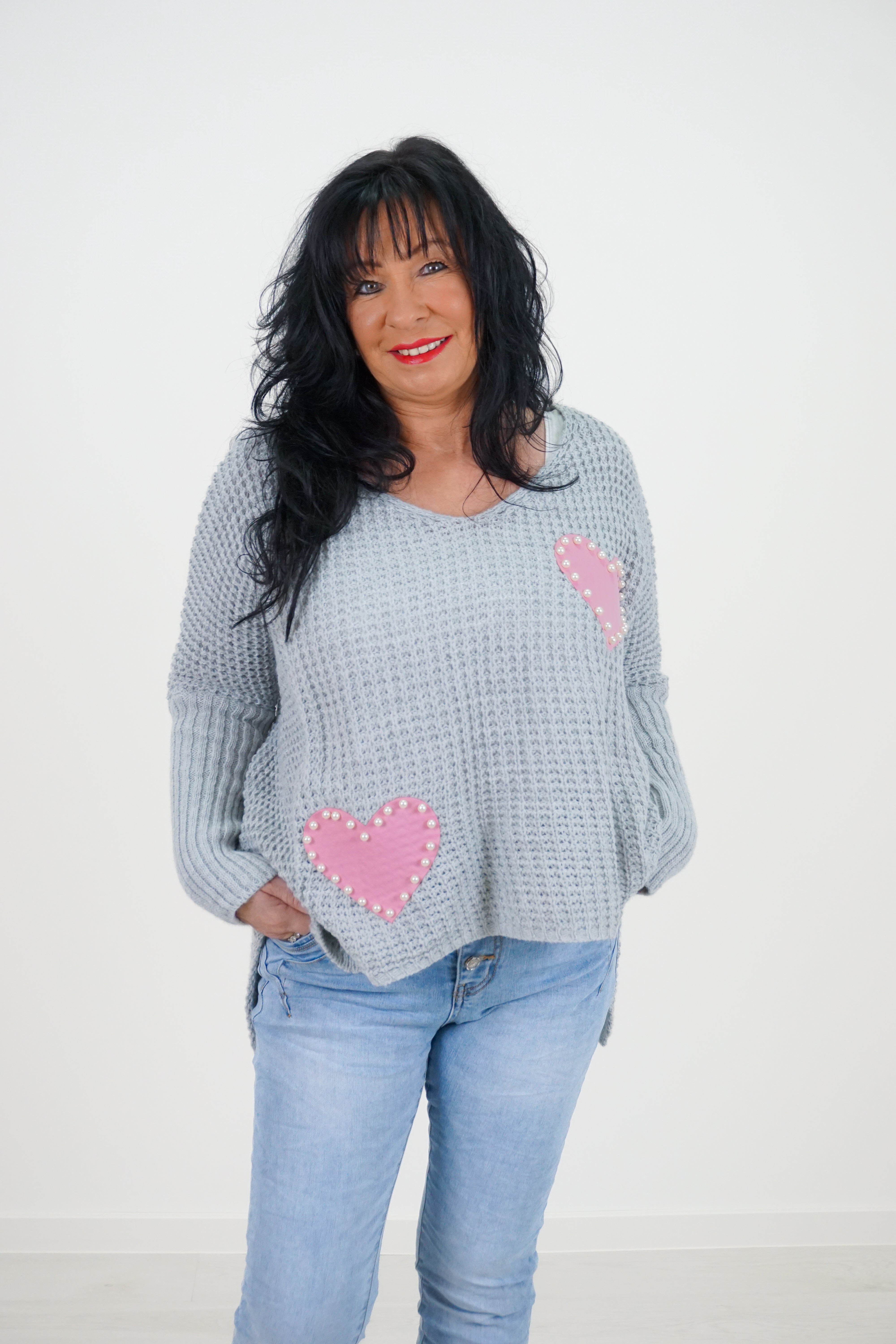 Strickpulli "lovely", grau