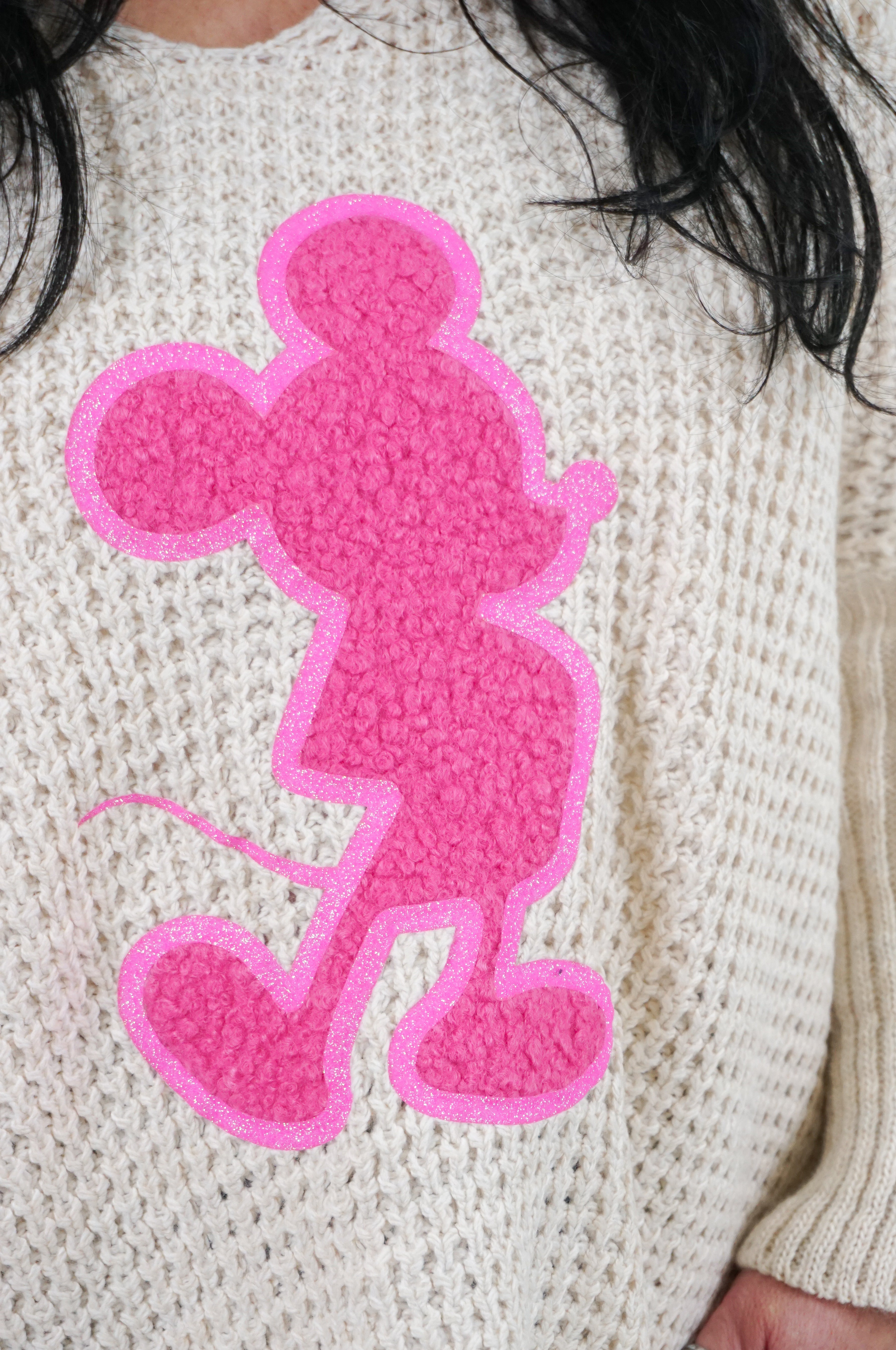 Strickpulli "PINK Micky", beige