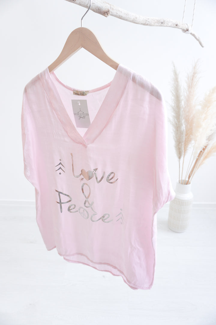 Satin T-Shirt "Peace" 18954 rosa