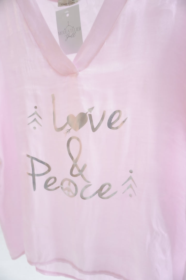 Satin T-Shirt "Peace" 18954 rosa