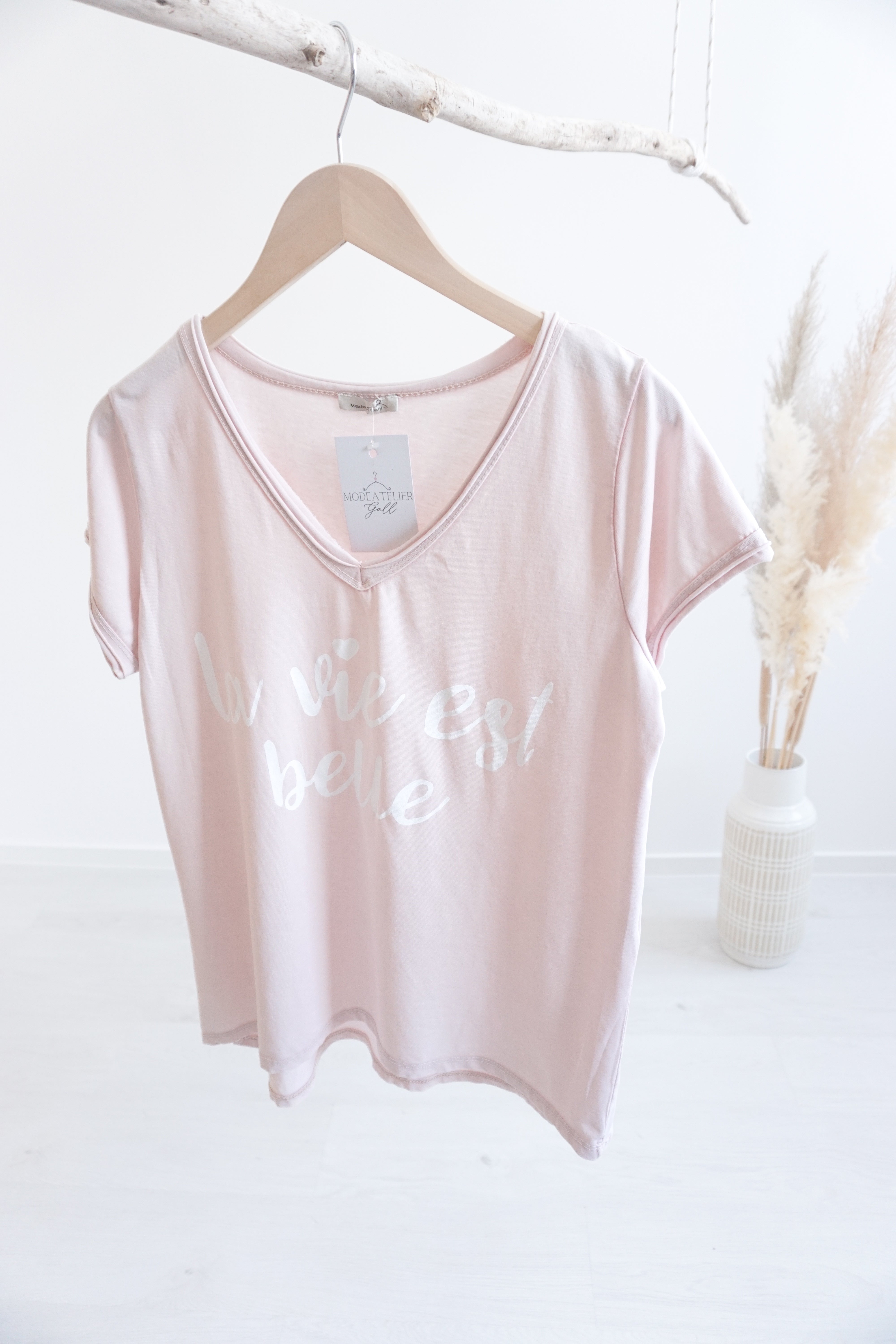 T-Shirt "la vie est belle" 11054 rose