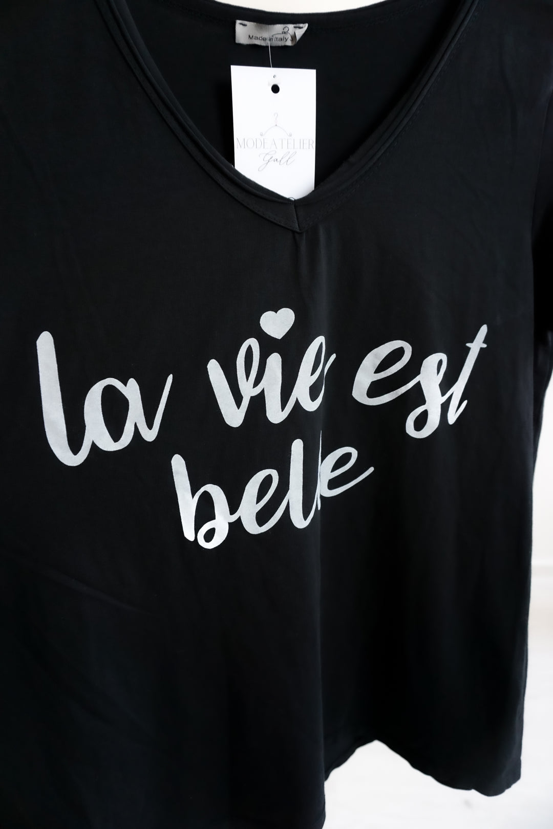 T-Shirt "la vie est belle" 11054 schwarz