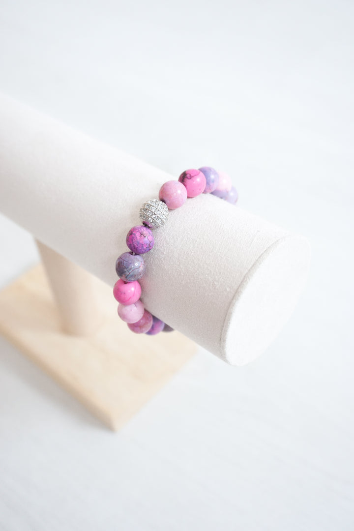Armband "Stones" rosa/flieder