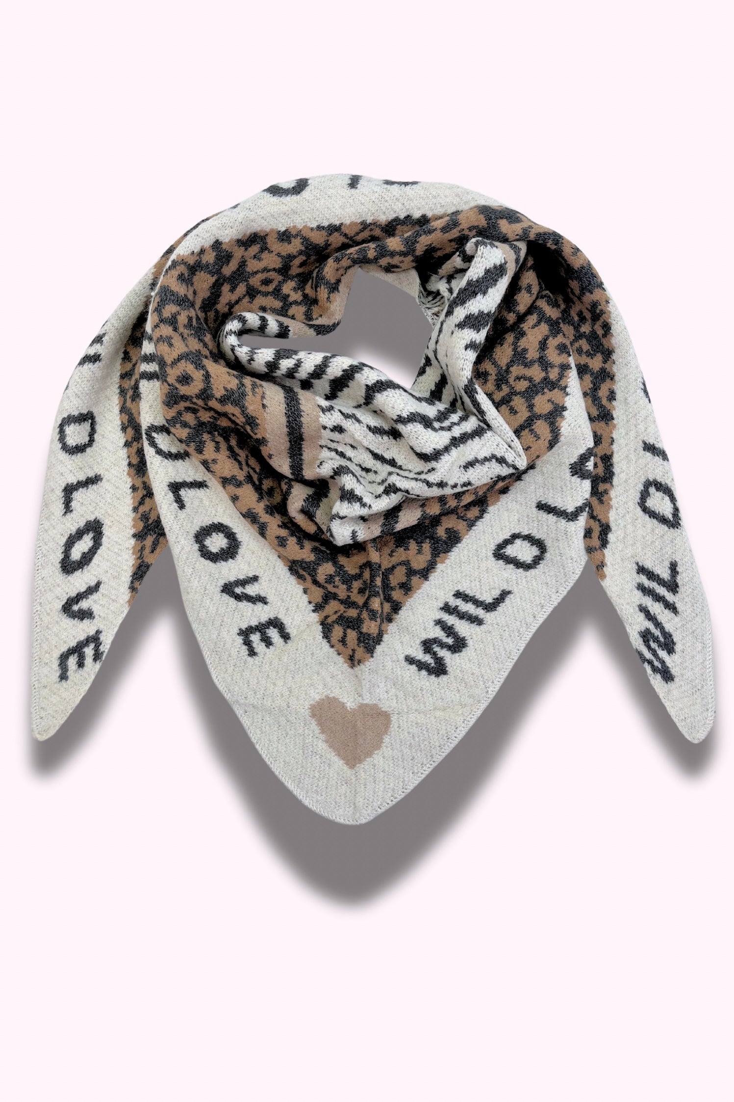 Dreiecksschal "Wild Love" beige