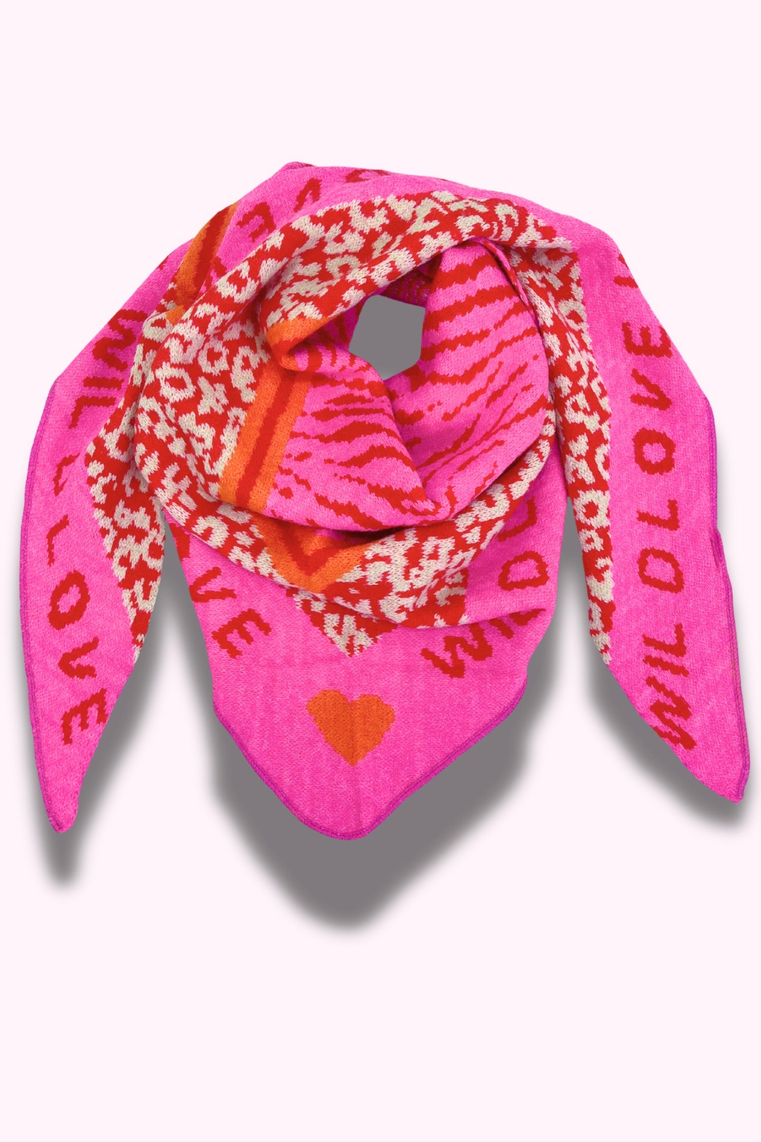 Dreiecksschal "Wild Love", pink/orange