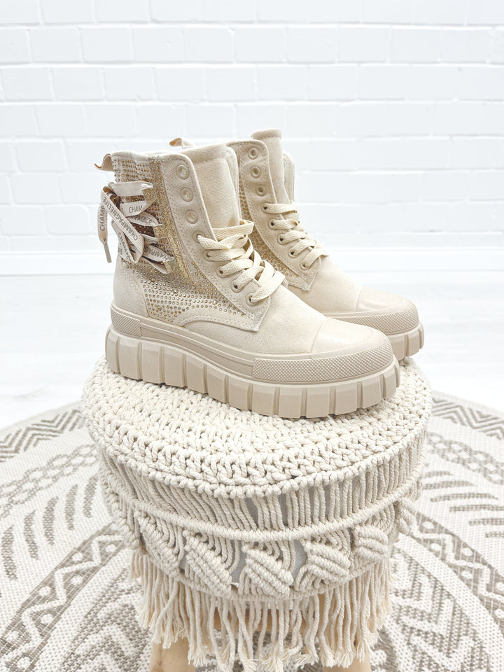 Hoher Sneaker "CHAMPAGNELIFE" beige